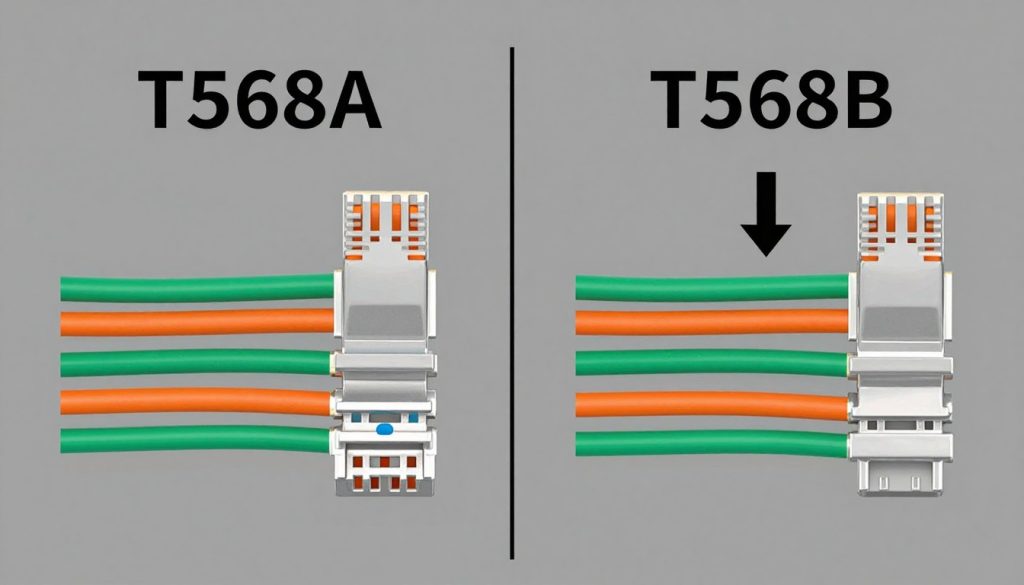 Por&oacute;wnanie wizualne standard&oacute;w RJ45 A i B