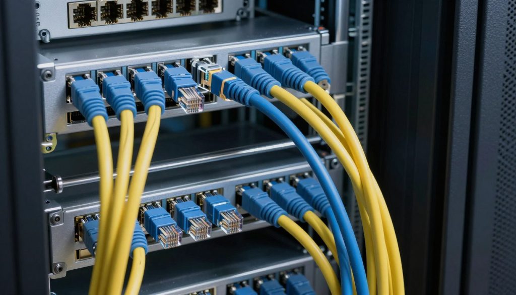Profesjonalnie wykonane okablowanie sieciowe w szafie rack