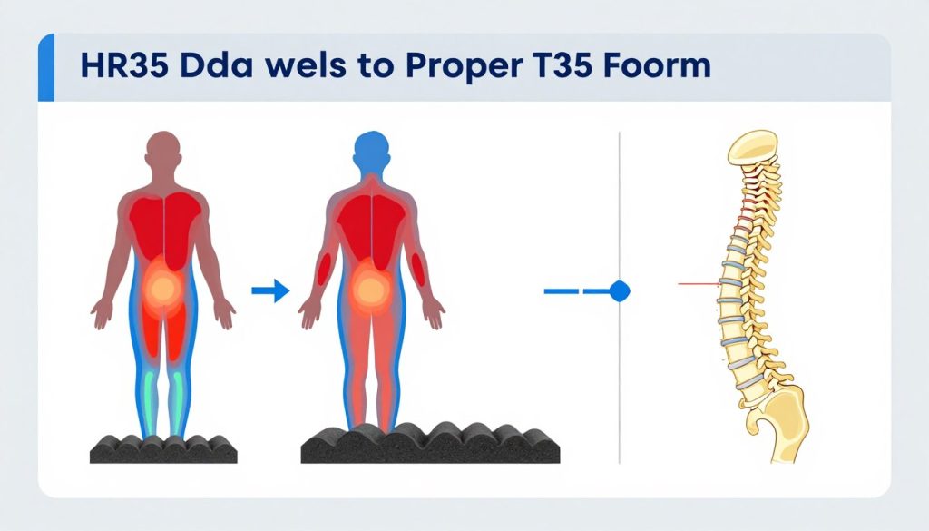Diagram pokazujący rozkład ciężaru ciała na pianach HR35 i T35