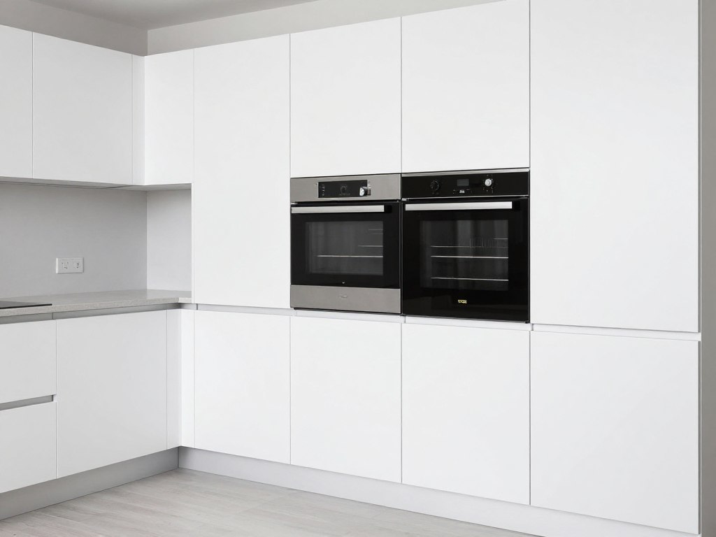 Gotowa kuchnia IKEA z zamaskowanymi sprzętami AGD w jednolitej zabudowie