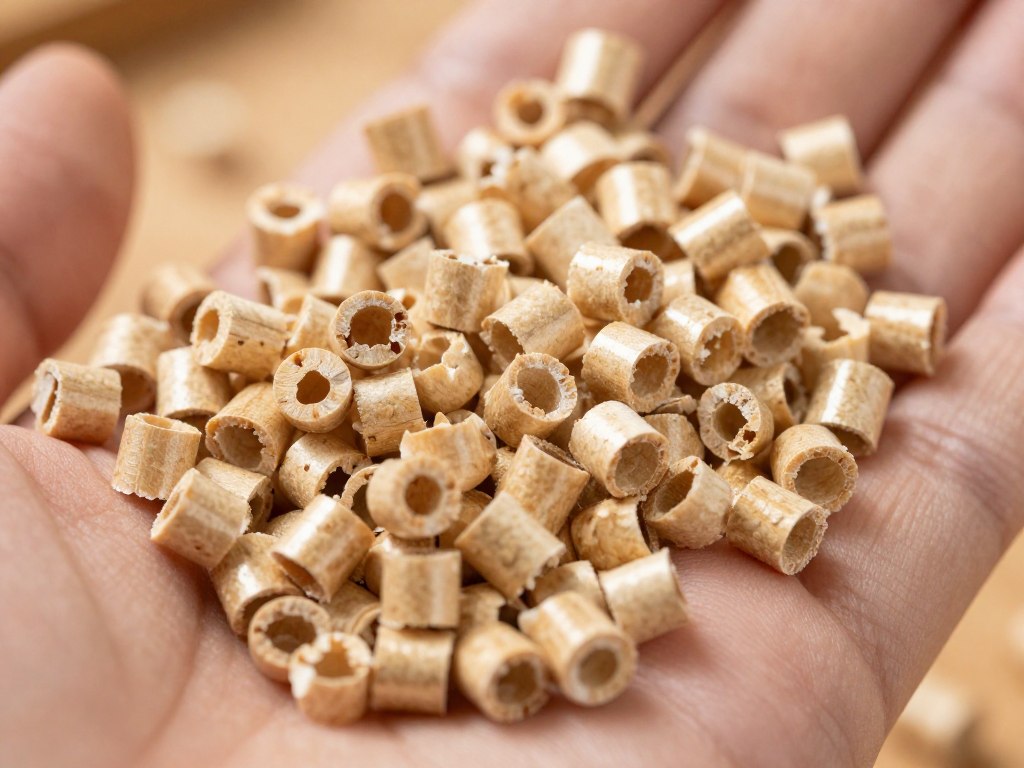 Gotowy pellet wyprodukowany ze zrębków Gotowy pellet wyprodukowany ze zrębków