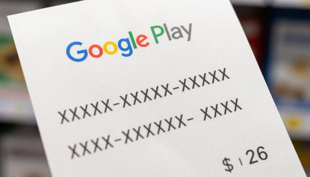 Kod Google Play wydrukowany na paragonie Kod Google Play wydrukowany na paragonie