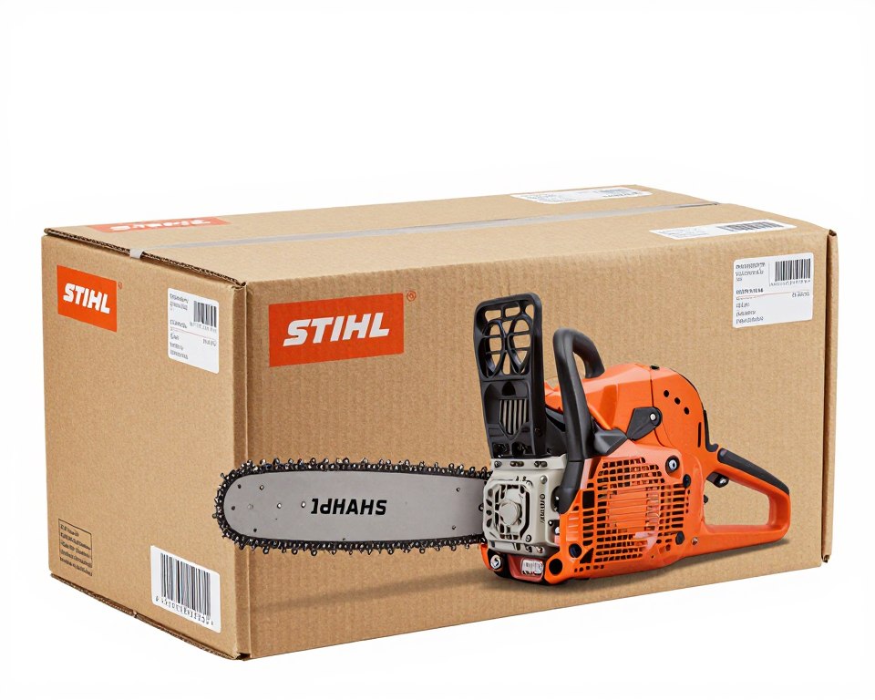 Oryginalne opakowanie pilarki Stihl z hologramami Oryginalne opakowanie pilarki Stihl z hologramami