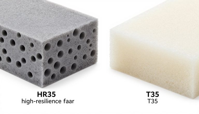 Porównanie struktury pianki HR35 i T35 pod mikroskopem