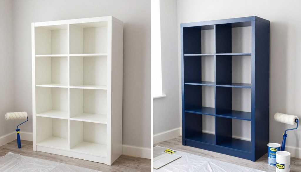 Proces malowania mebli IKEA - szafka przed i po renowacji