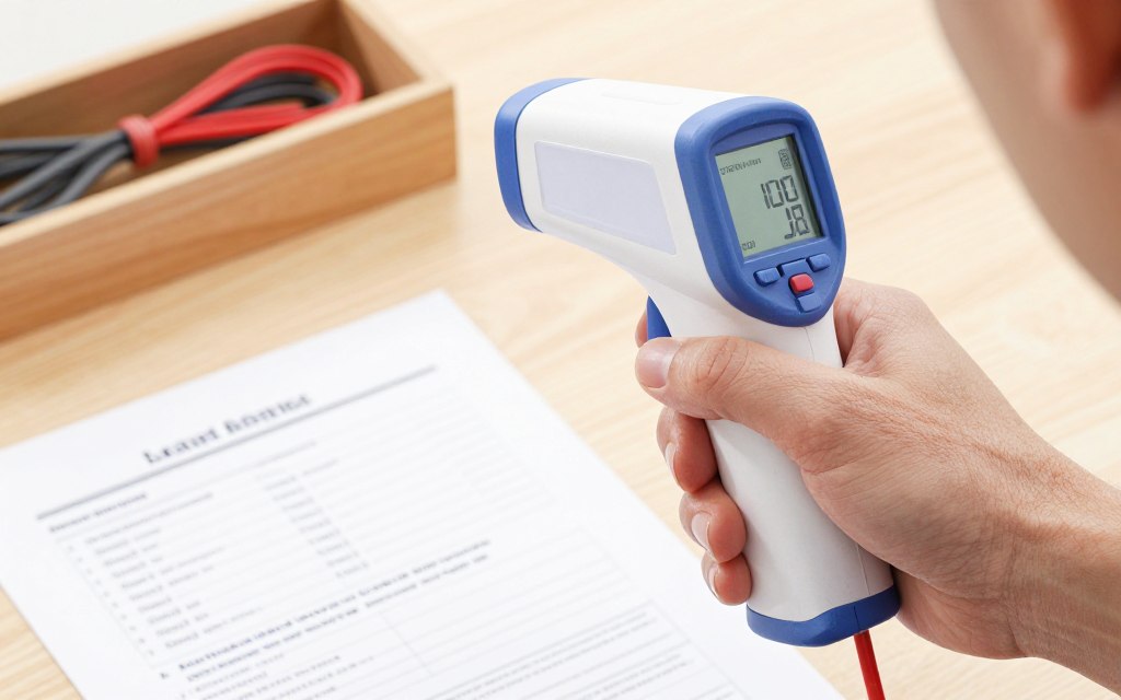 Test temperatury drutu oporowego termometrem bezdotykowym Test temperatury drutu oporowego termometrem bezdotykowym