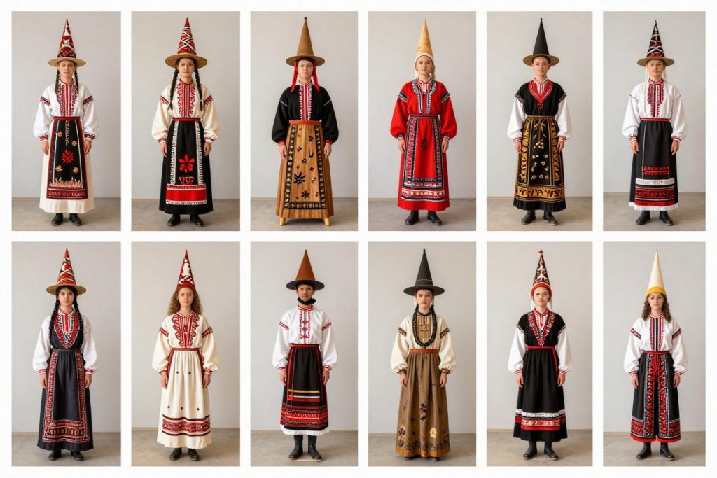 r&oacute;żne style regionalnych wiech z r&oacute;żnych części Polski