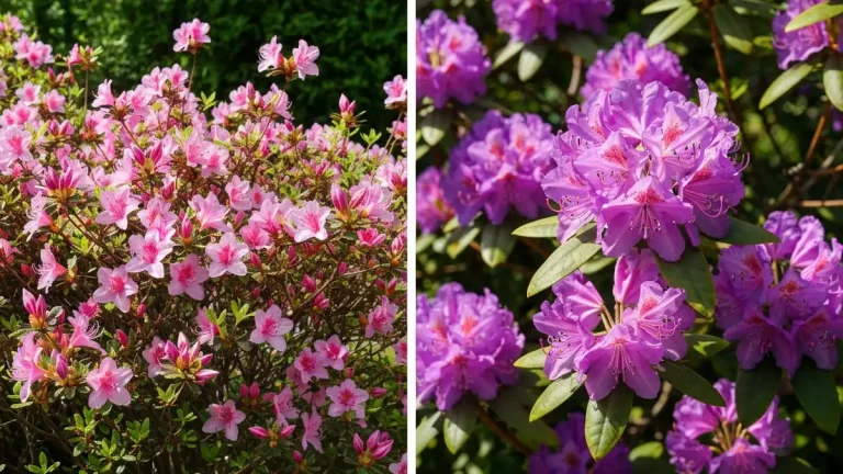 Porównanie azalii i rododendromu – kwitnące krzewy obok siebie w ogrodzie