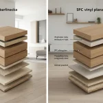 Porównanie desek barlineckich i paneli winylowych SPC – obraz przekrojowy warstw materiałów