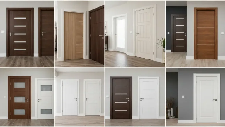 Zbiór drzwi wewnętrznych w różnych stylach i materiałach – drewniane, białe, nowoczesne w domu