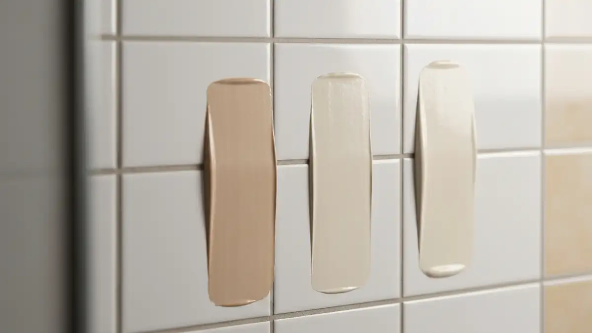 Porównanie farby lateksowej i ceramicznej – próbki kolorów na ścianie łazienki