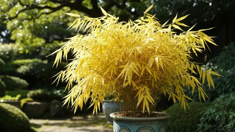 Hakonechloa macra aureola – zwisająca złota trawa japońska w donicze w cieniu