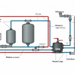 Schemat instalacji wodno-kanalizacyjnej w domu – widok całego systemu z rury wejściowej do kanalizacji