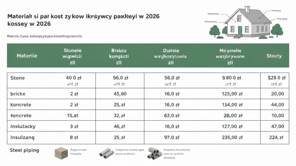 Tabela porównawcza cen materiałów budowlanych na 2026 – kamień, cegła, beton, drewno, stal