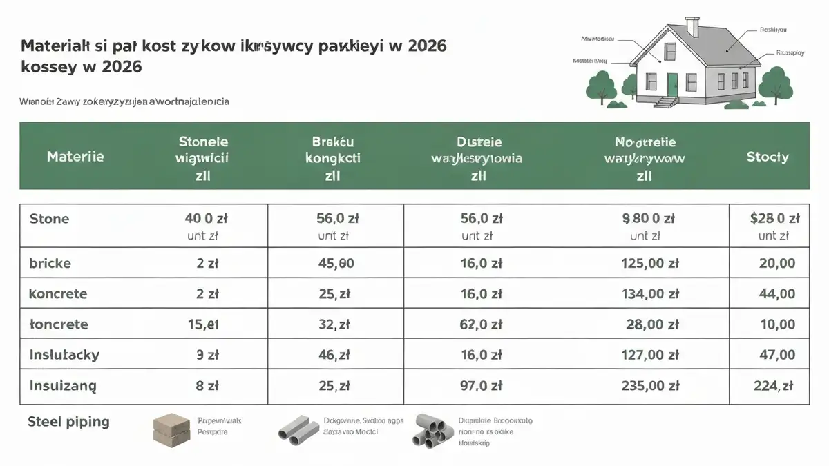 Tabela porównawcza cen materiałów budowlanych na 2026 – kamień, cegła, beton, drewno, stal