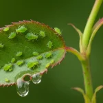 Mszyce na liściu róży – makro fotografia zielonych owadów