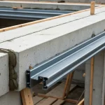 Nadproża okienne betonowe i stalowe w trakcie montażu na ścianach murowanych domu