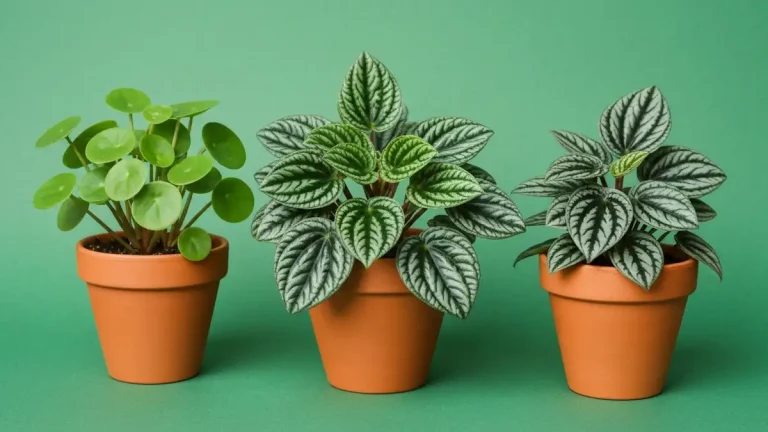 Potted peperomia plant with compact foliage in bright indirect light