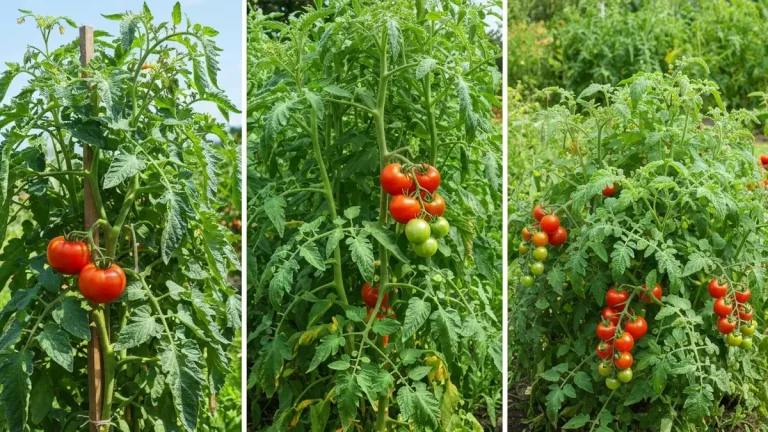 Trzy grupy pomidorów: gruntowe duże, szklarniowe wysokie, koktajlowe małe na krzewie