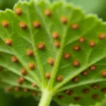 Rdza na liściach pelargonum – brązowe plamki na liściu