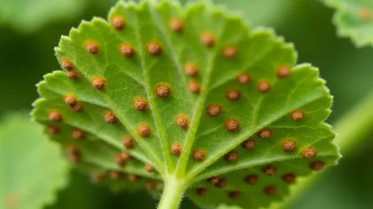 Rdza na liściach pelargonum – brązowe plamki na liściu