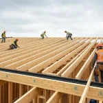 Montaż stropu Teriva – prefabrykowane belki i płyty na budowie domu